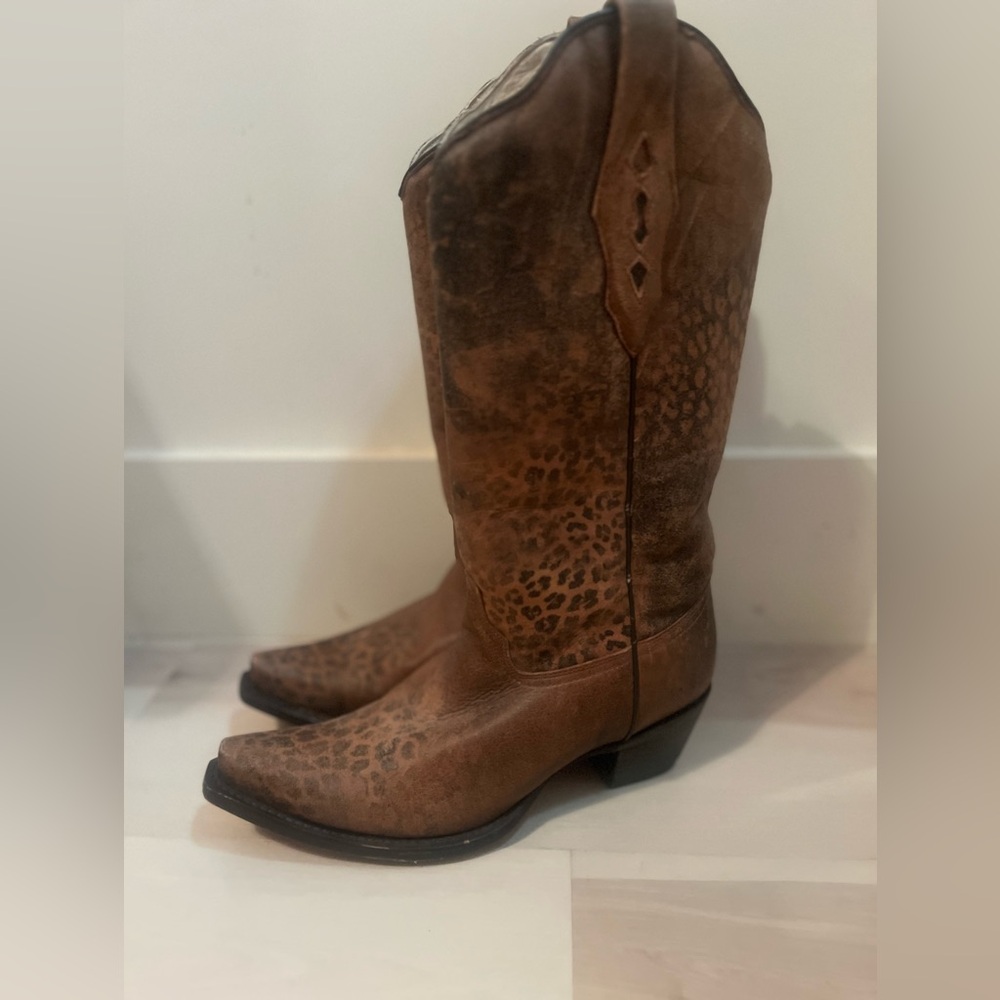 Cheetah print corral cowboy boots